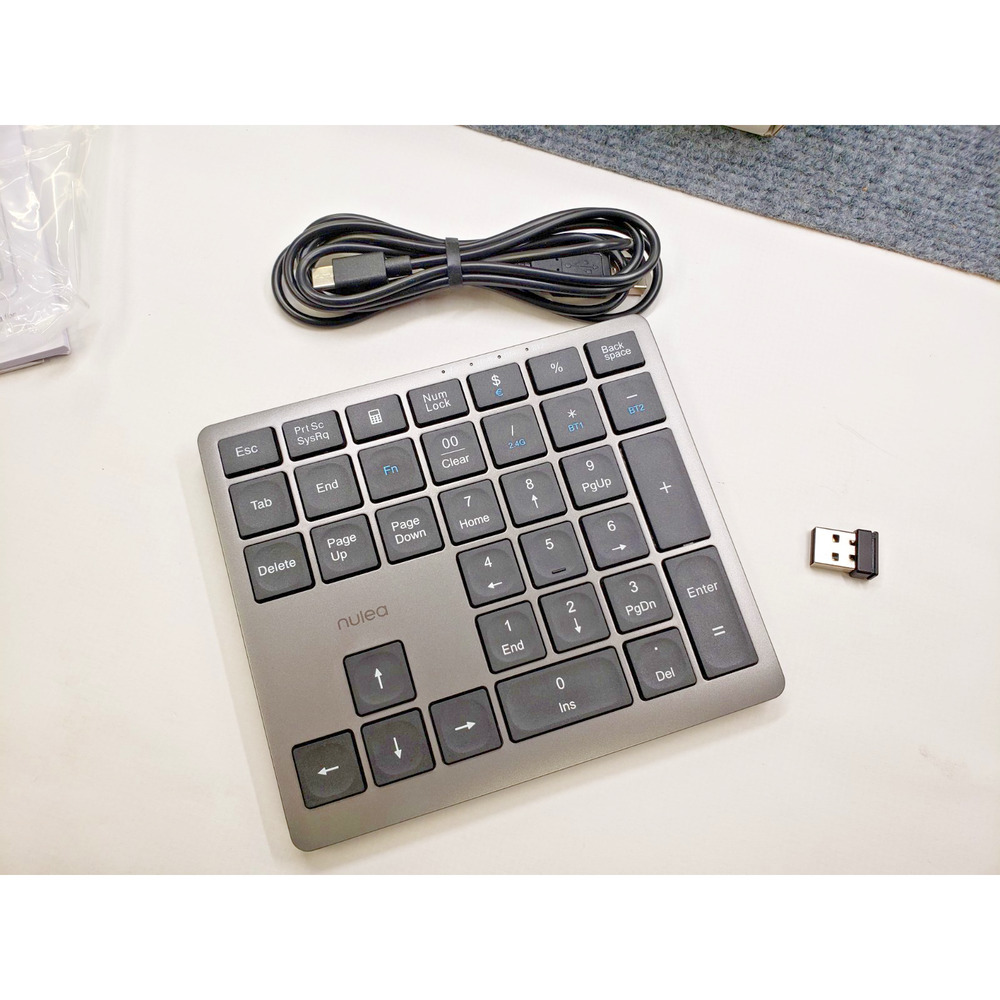 Bluetooth & 2.4G Number Pad, Rechargeable Wireless Numeric Keypad, Slim Silent